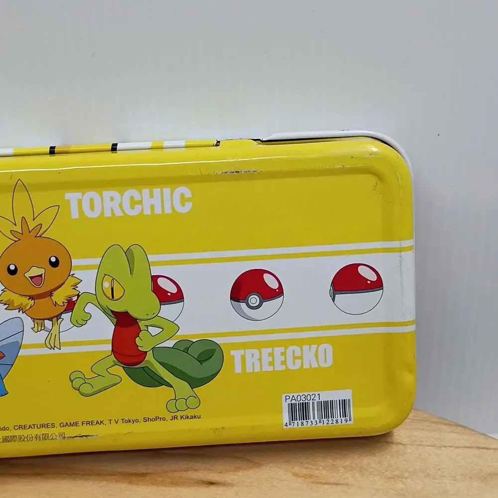 Pokemon Pencil Case Tin Yellow 1998 Pikachu Mudkip Torchic Treecko RARE